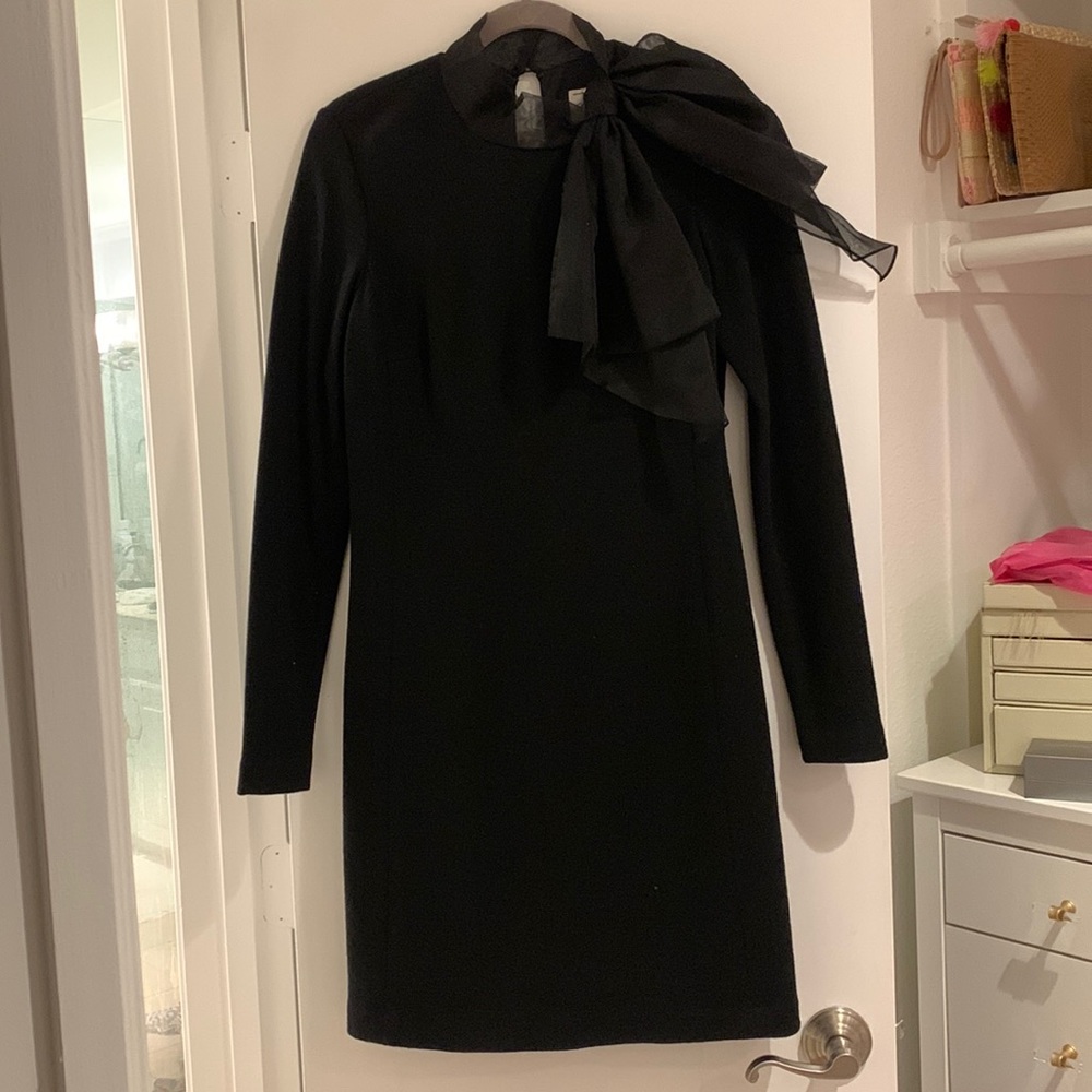 Milly of New York Wool Dress with Chiffon Bow, size M